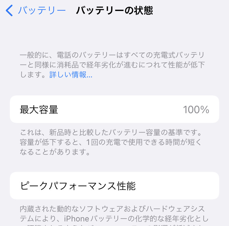 バッテリー100%