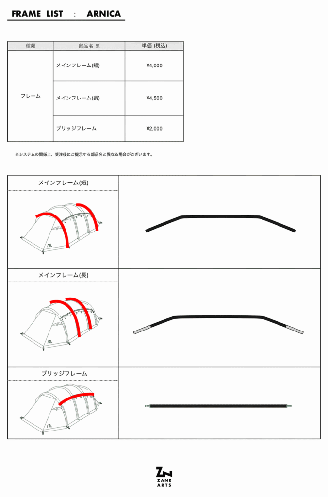 アルニカのポールの価格表